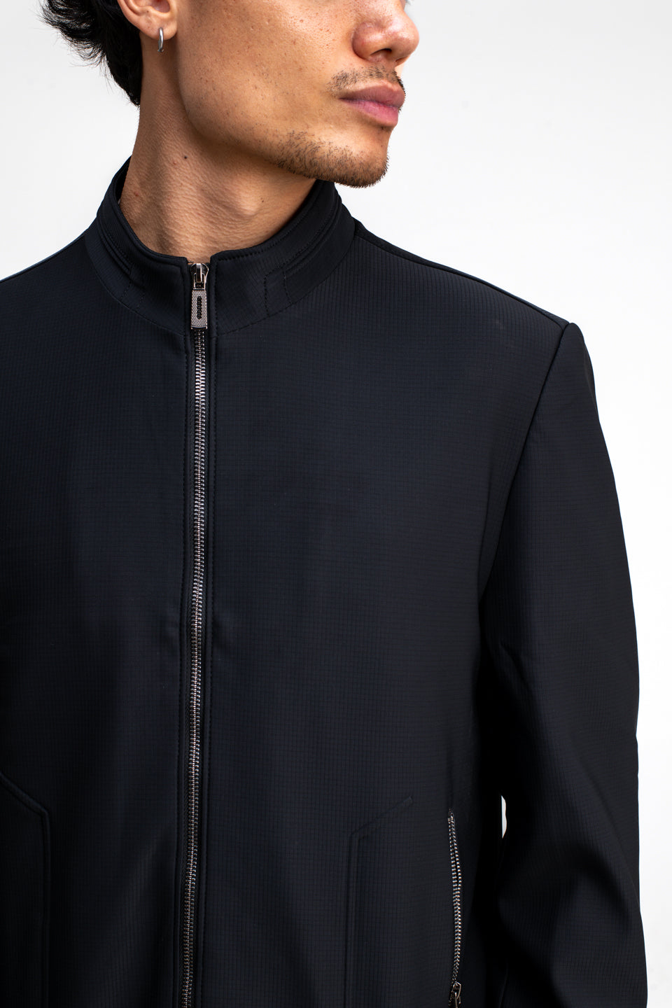 MANDARIN COLLAR PLAIN JACKET