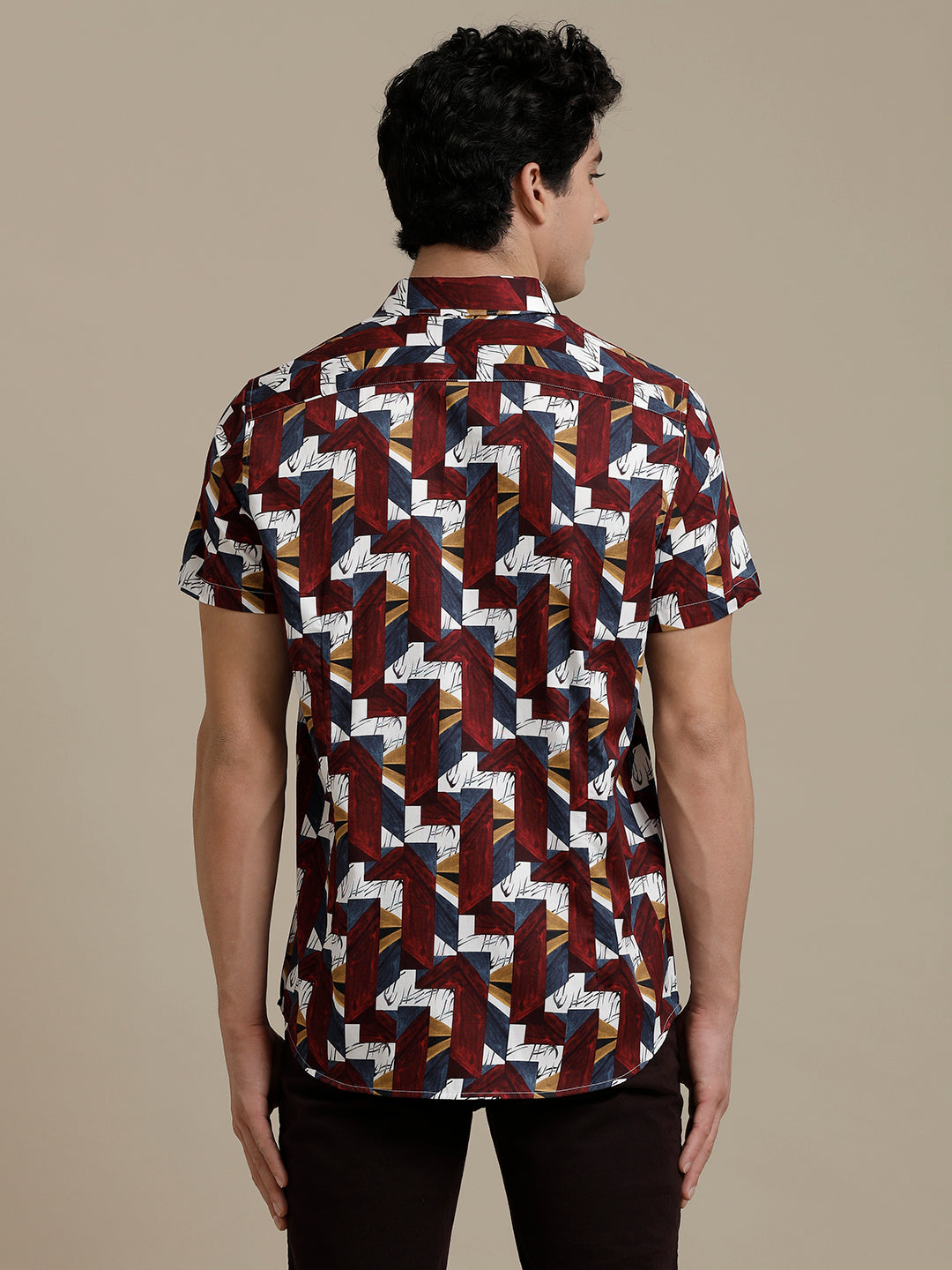 Wine Abstract Print Short Sleeve Shirt