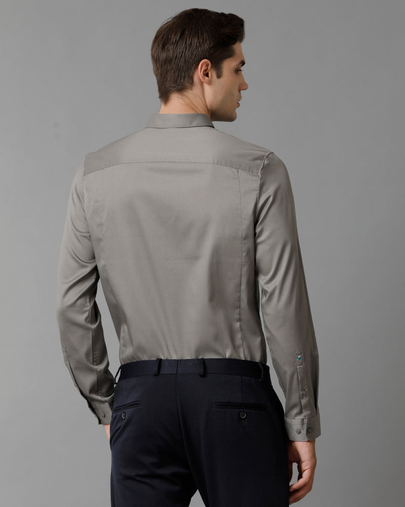 Men's Grey Cotton Stretch Shirt