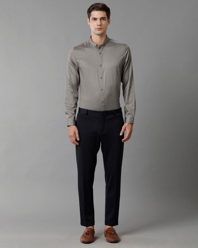 Men's Grey Cotton Stretch Shirt