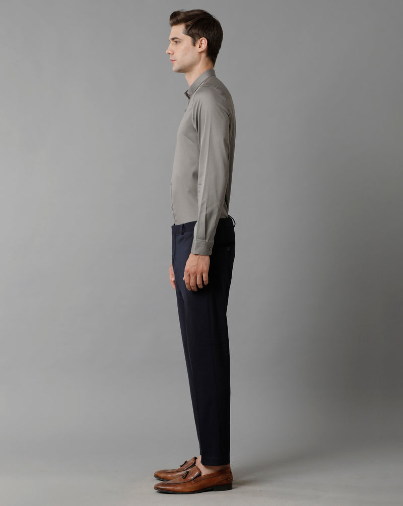 Men's Grey Cotton Stretch Shirt