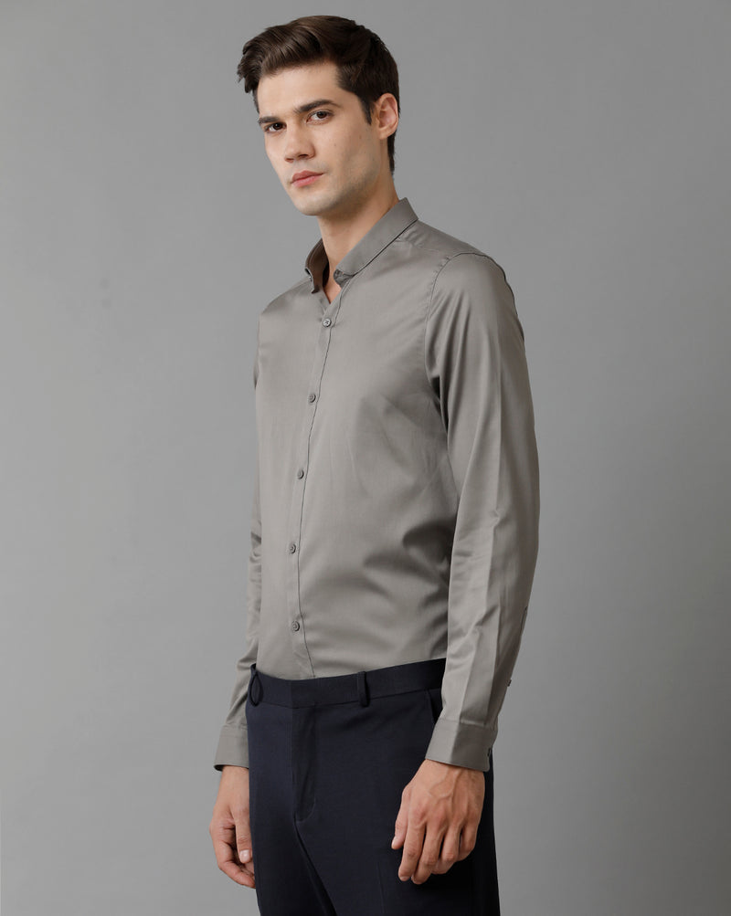 Men's Grey Cotton Stretch Shirt