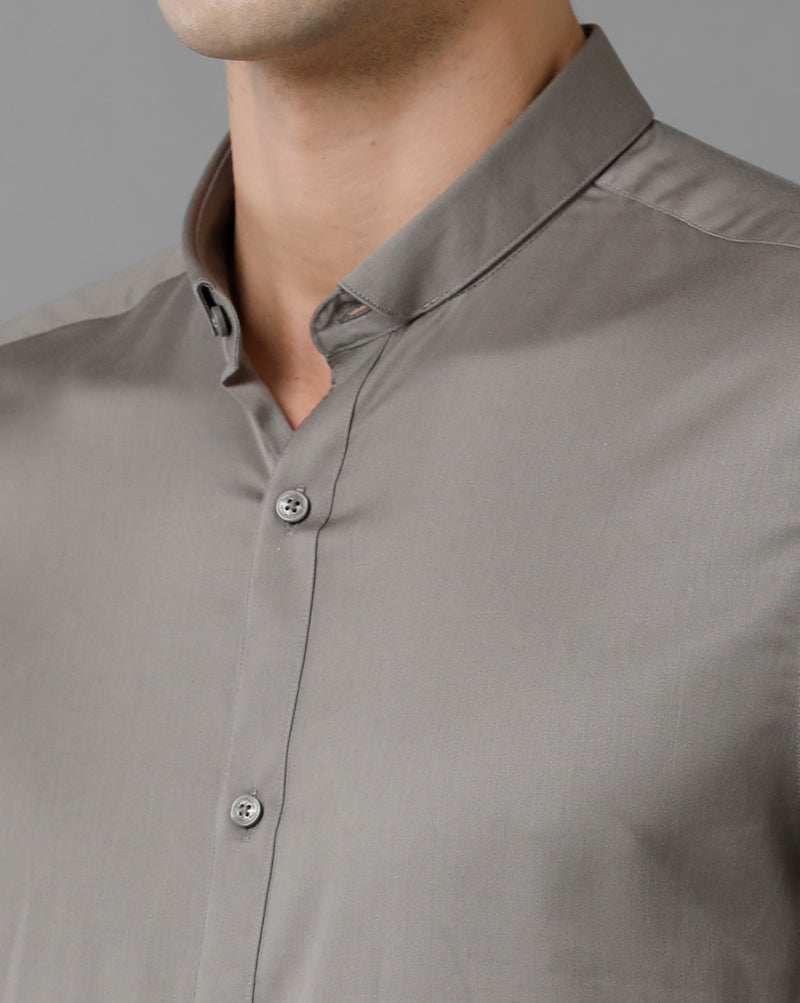 Men's Grey Cotton Stretch Shirt
