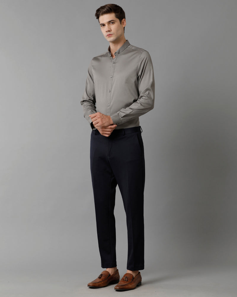 Men's Grey Cotton Stretch Shirt