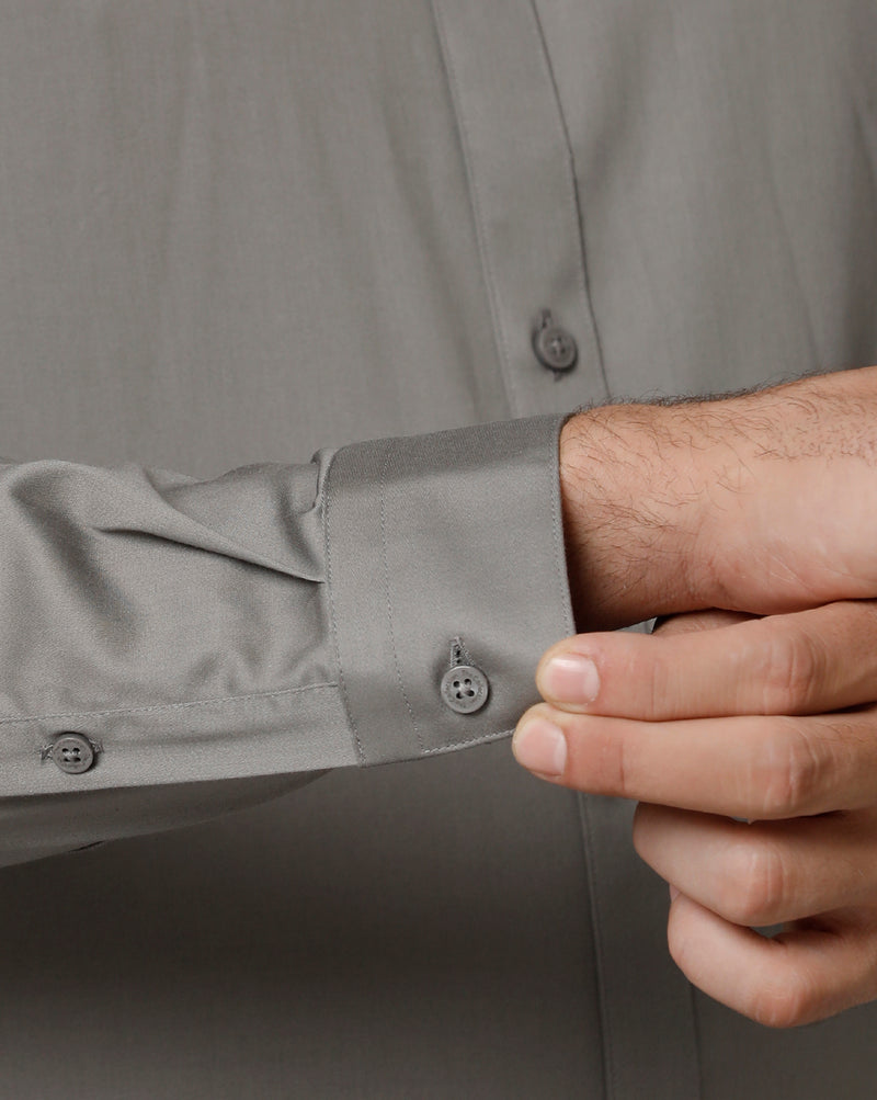 Men's Grey Cotton Stretch Shirt