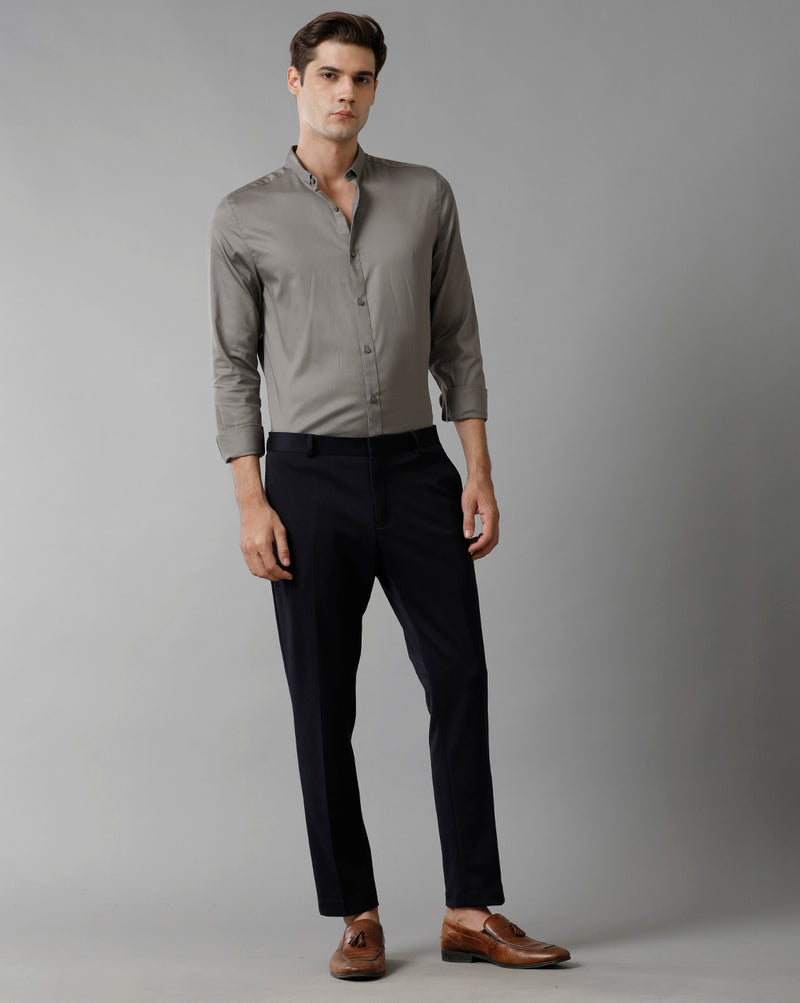 Men's Grey Cotton Stretch Shirt
