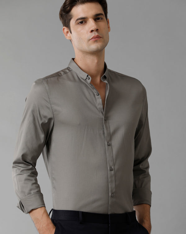 Men's Grey Cotton Stretch Shirt