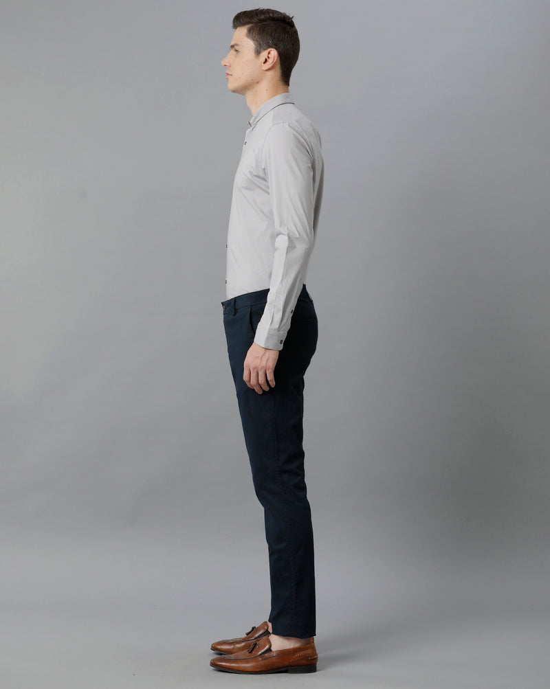 Short Collar Satin Stretch Silver Scones Solid Shirt