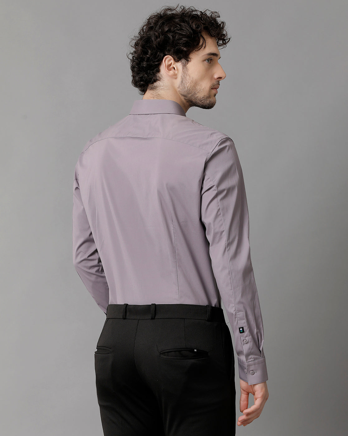 Men's Poplin Stretch Polyster Grey Shirt