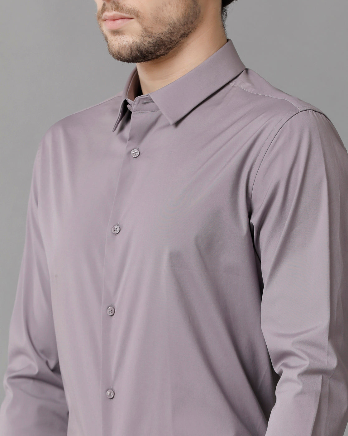 Men's Poplin Stretch Polyster Grey Shirt