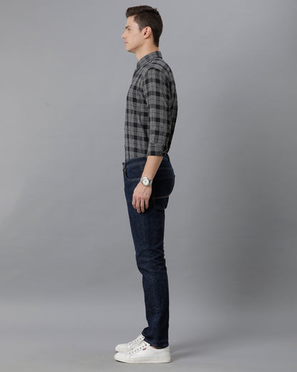 Short Collar Cotton Checkered Black Checks Shirt