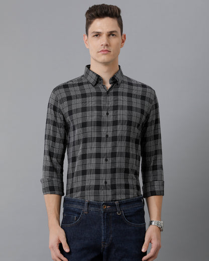 Short Collar Cotton Checkered Black Checks Shirt