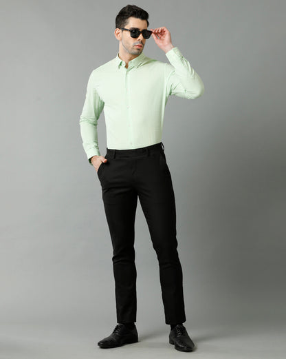 Short Collar Cotton Checkered Green Shirt