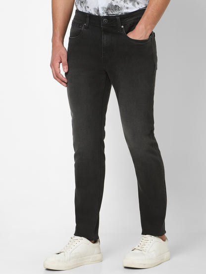 Men Slim Mid Rise Black Jeans