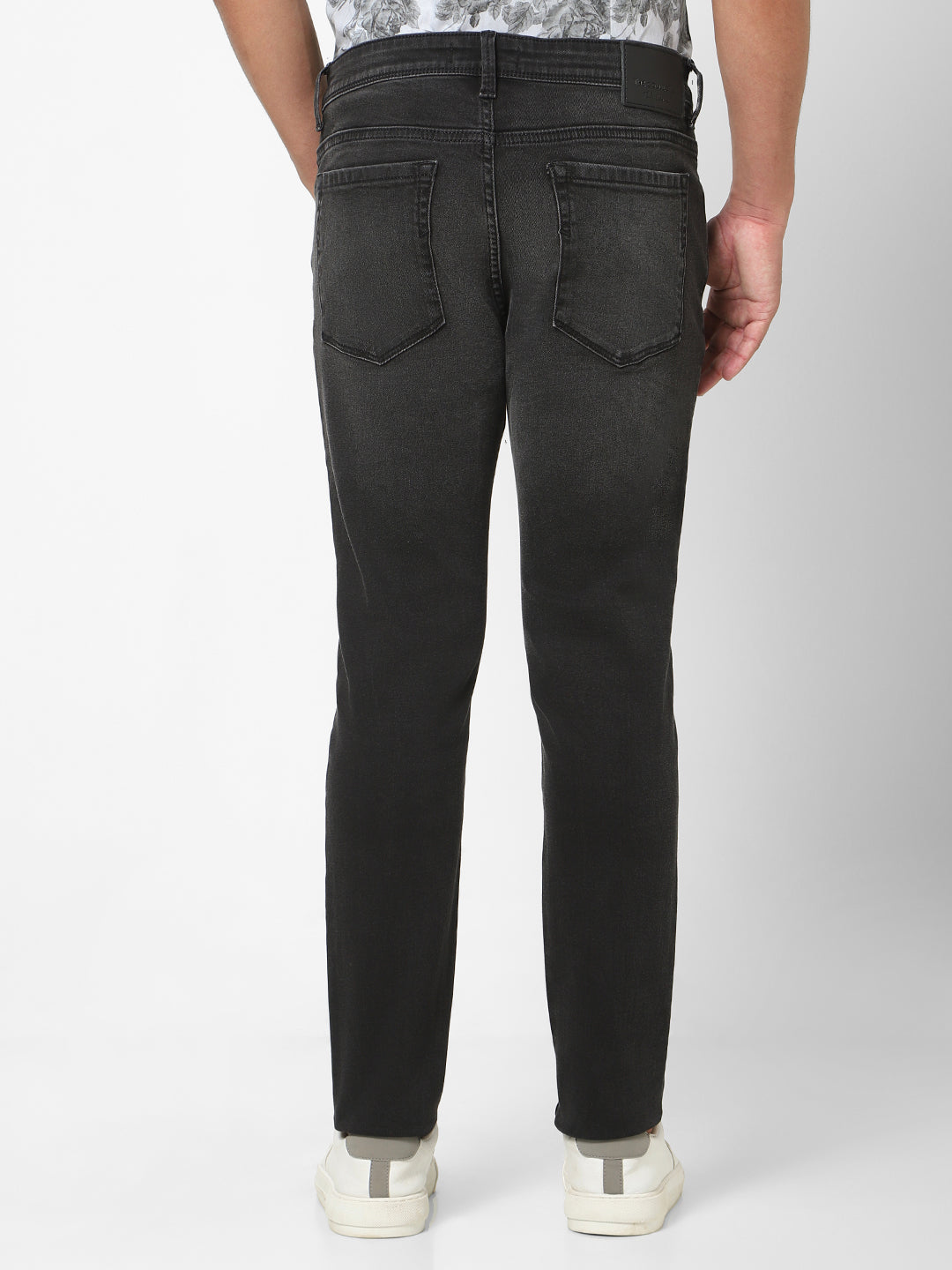 Men Slim Mid Rise Black Jeans