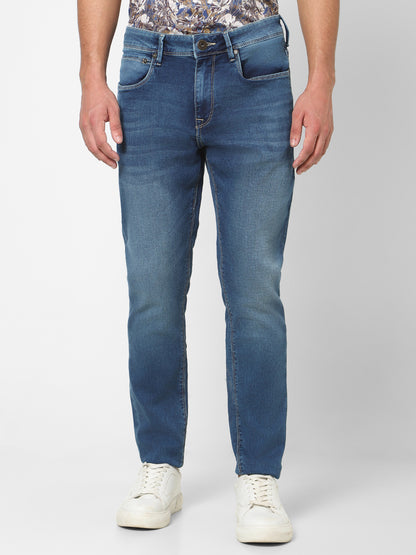 Men Slim Mid Rise Light Blue Jeans