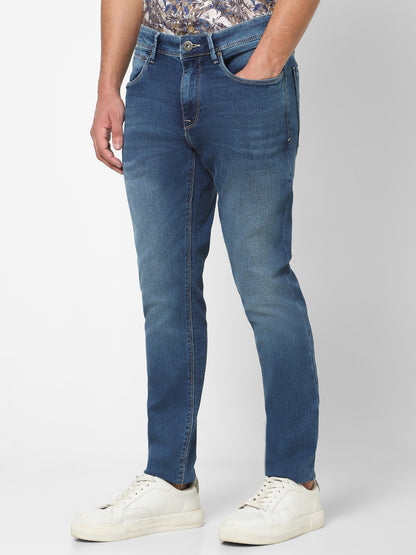 Men Slim Mid Rise Light Blue Jeans