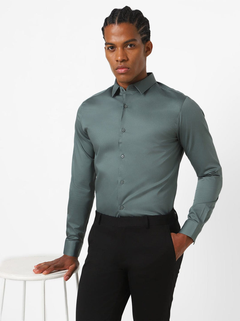Men's Artichoke Green Solid Shirt