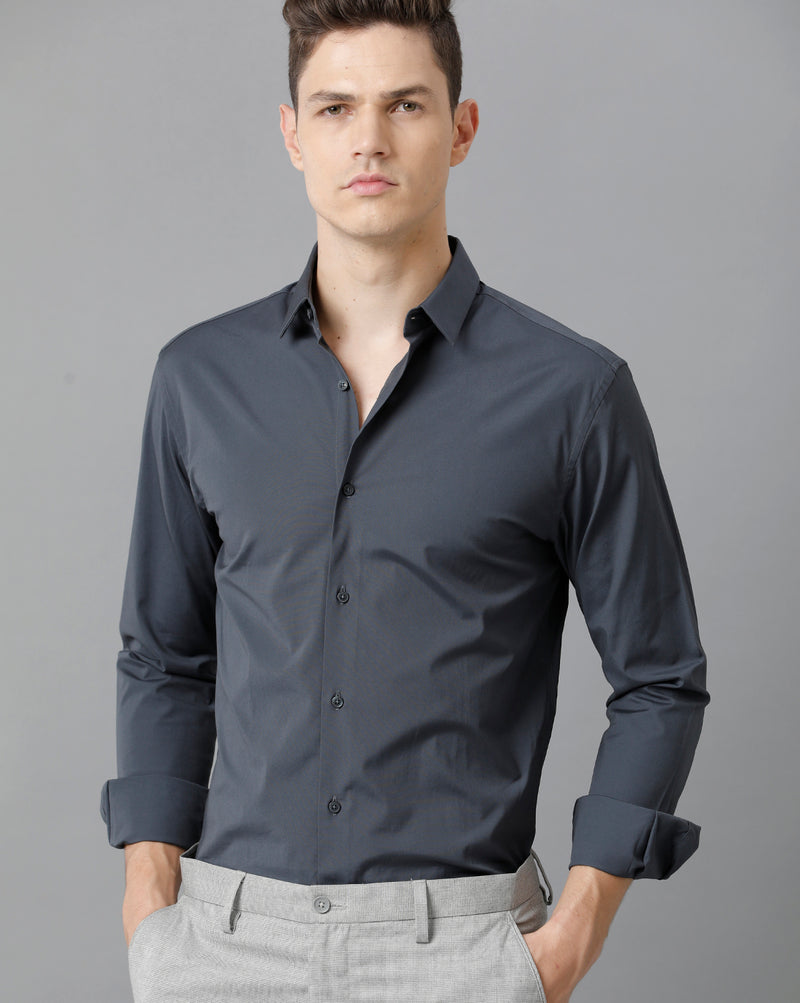 Men's Charcoal Cotton Stretch Shirt