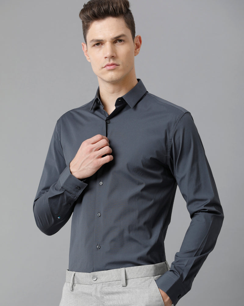 Men's Charcoal Cotton Stretch Shirt