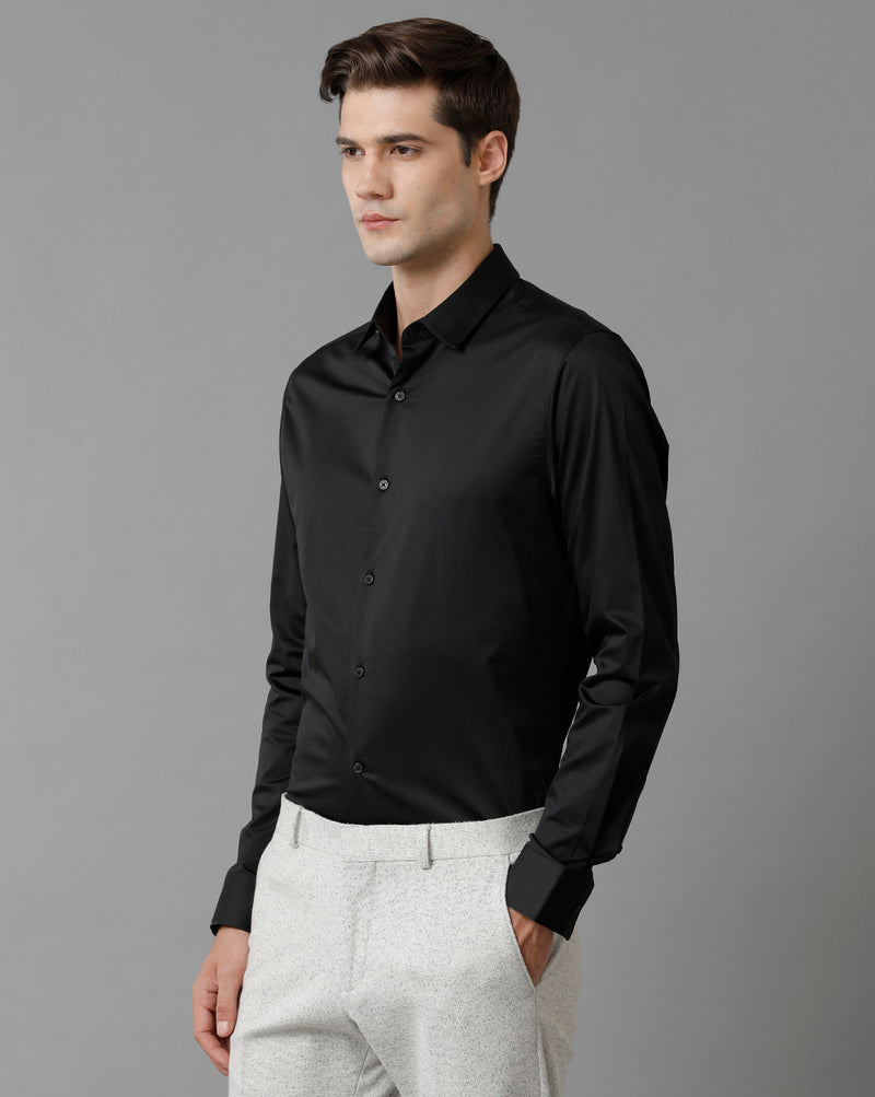 Men's Jet Black Cotton Stretch Shirt
