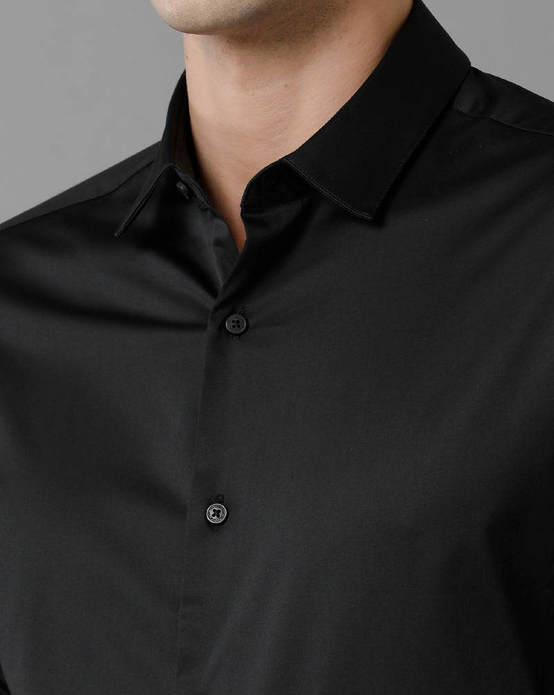 Men's Jet Black Cotton Stretch Shirt