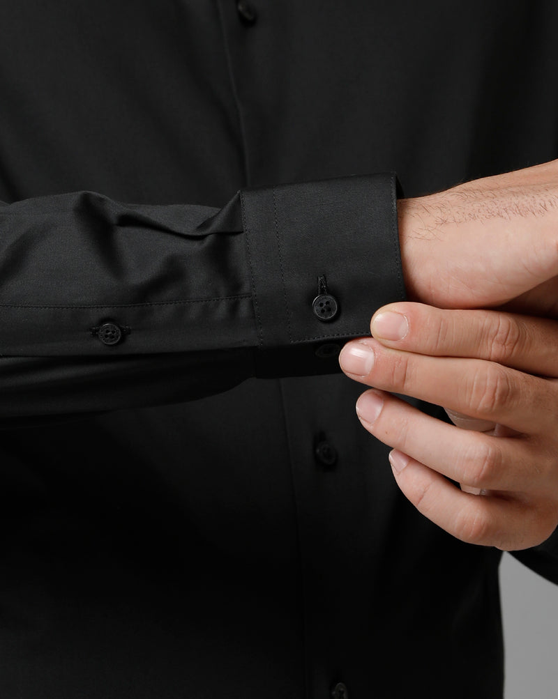 Men's Jet Black Cotton Stretch Shirt