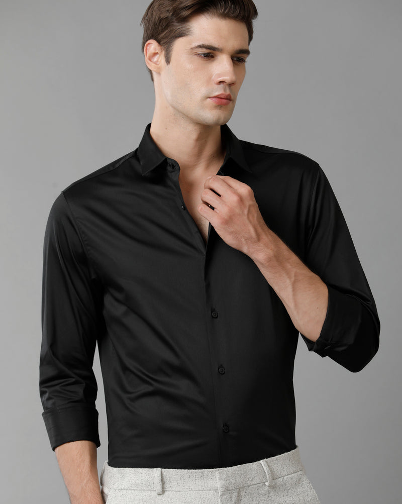 Men's Jet Black Cotton Stretch Shirt