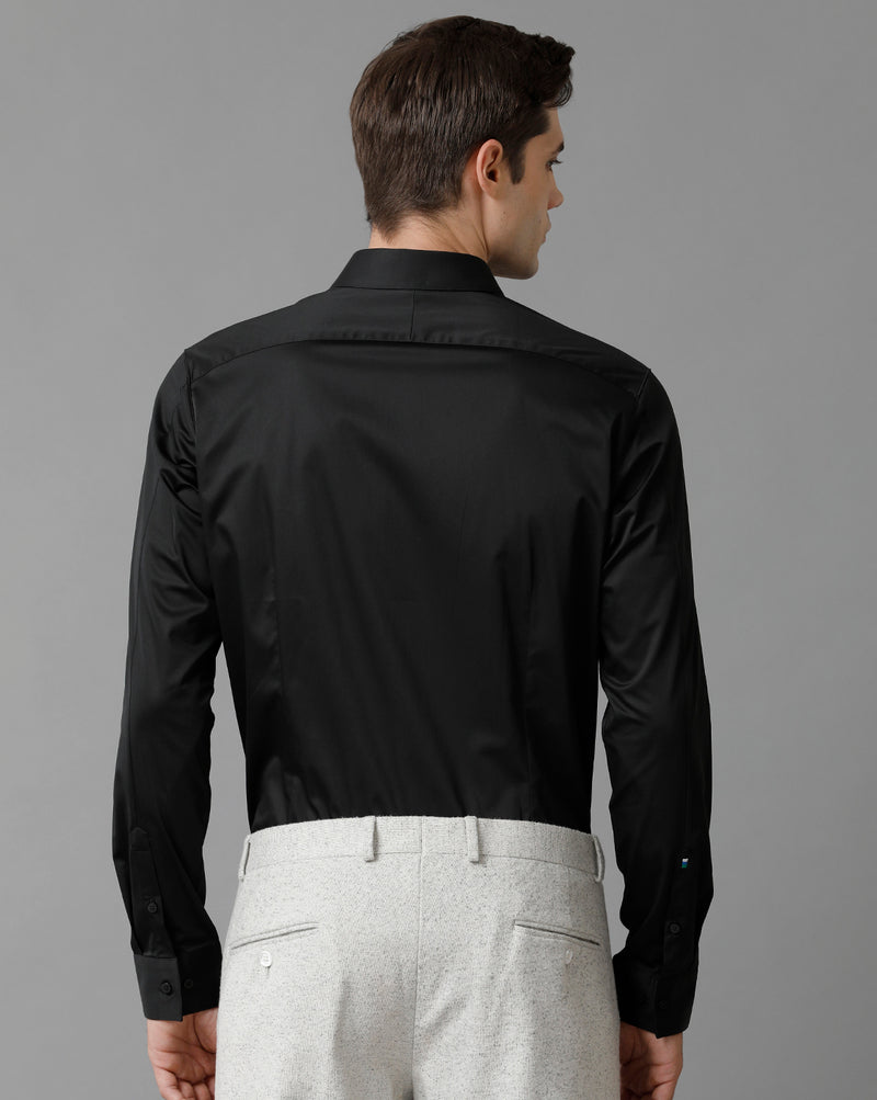 Men's Jet Black Cotton Stretch Shirt