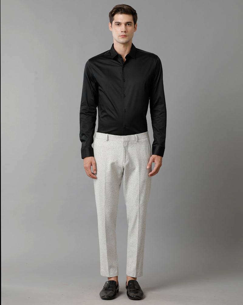 Men's Jet Black Cotton Stretch Shirt