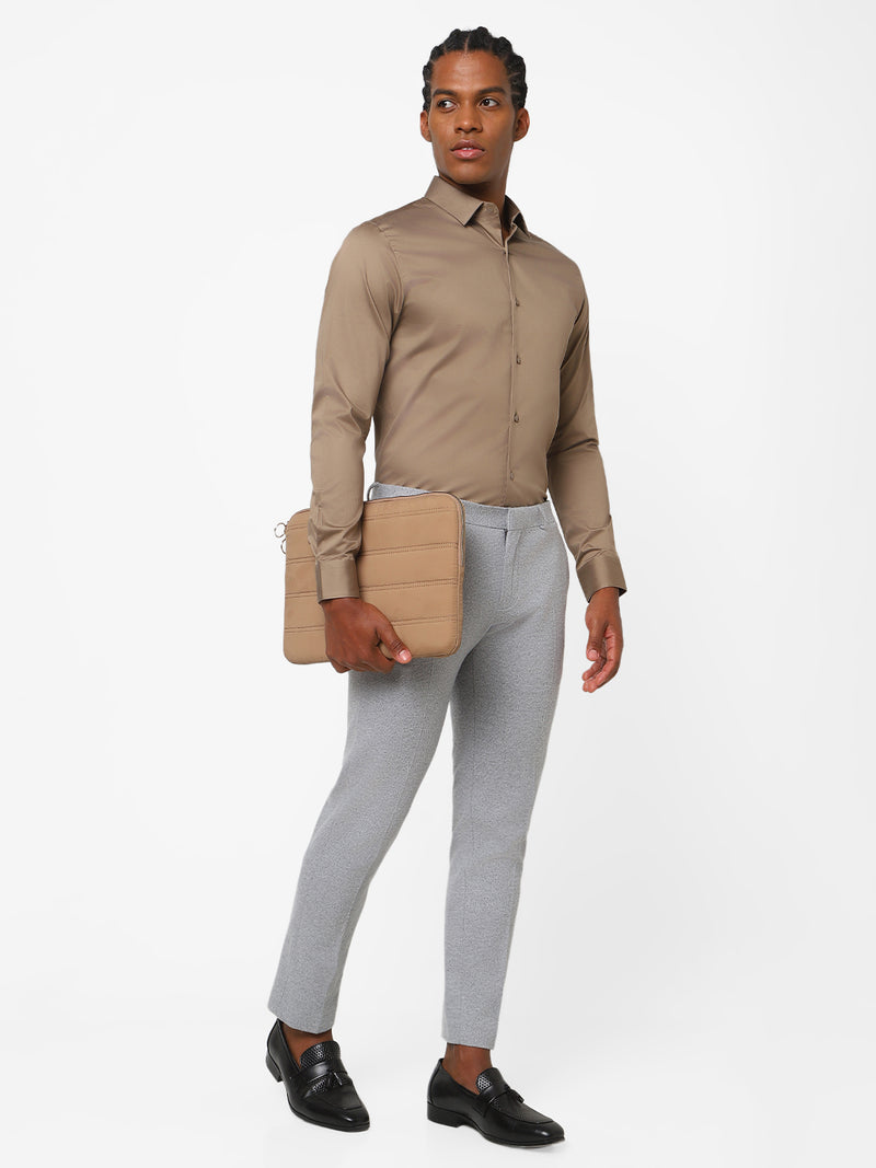 Men's Brown Solid Shirt