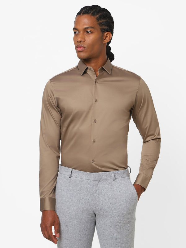 Men's Brown Solid Shirt