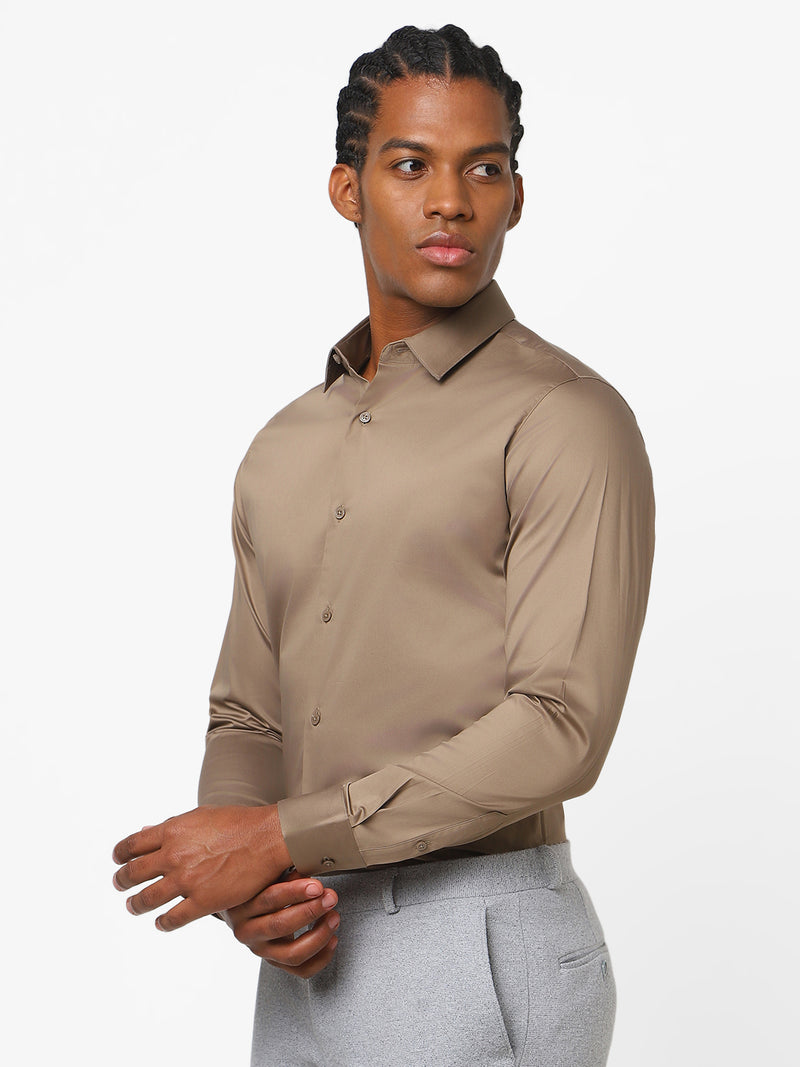 Men's Brown Solid Shirt