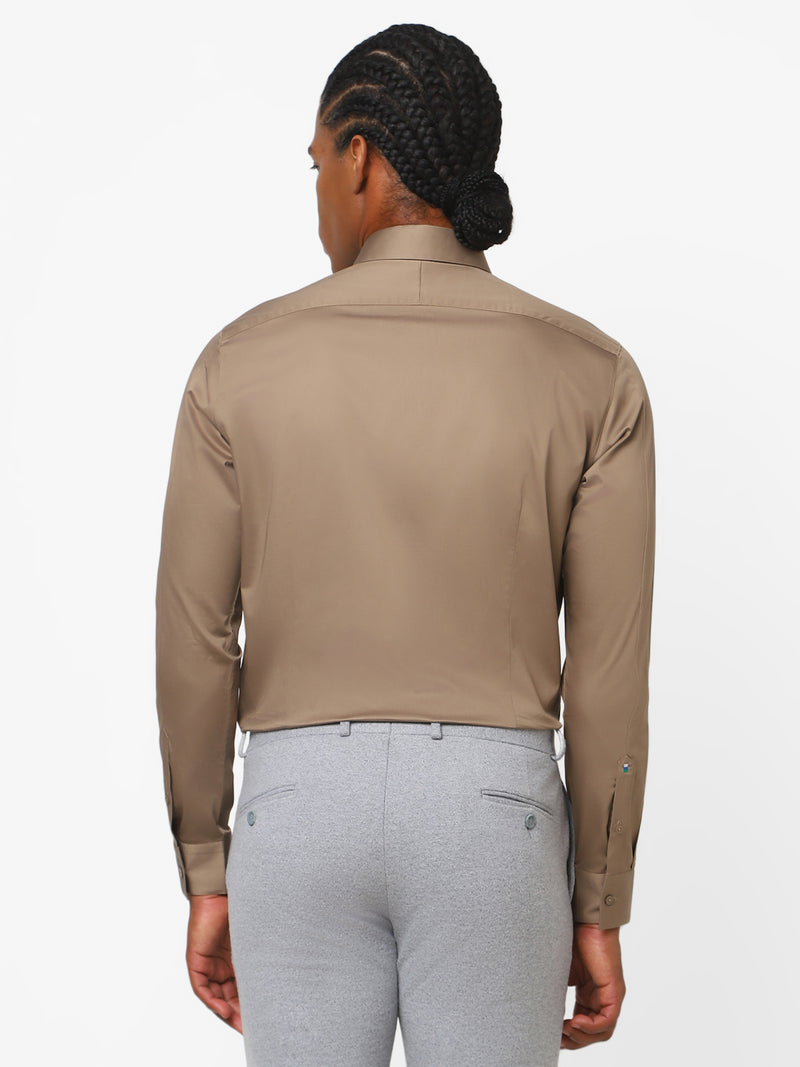 Men's Brown Solid Shirt