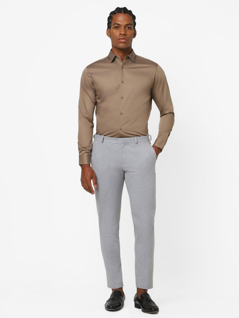 Men's Brown Solid Shirt