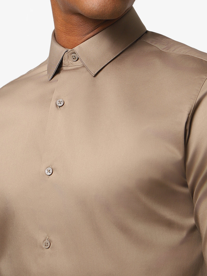 Men's Brown Solid Shirt