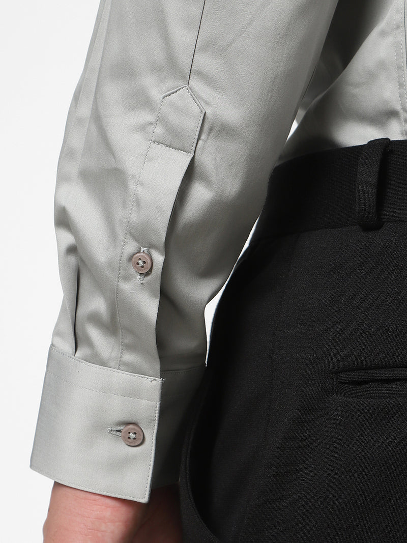 Men's Silver Grey Solid Shirt