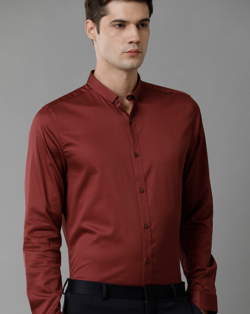 Men's Oxyblood Red Cotton Stretch Shirt