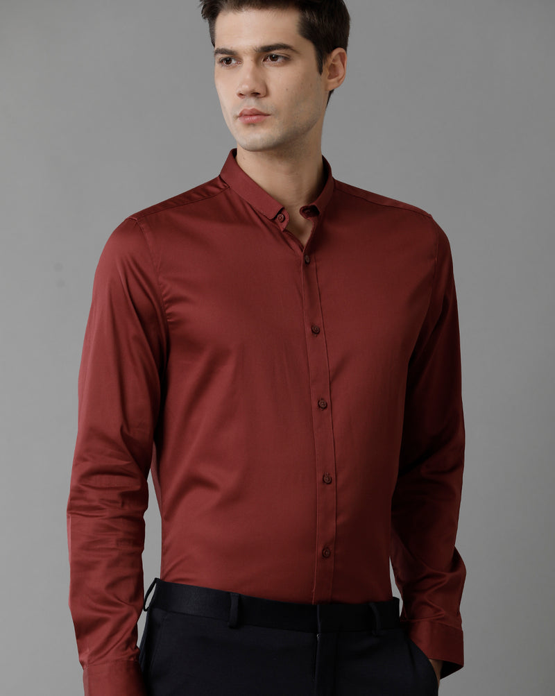 Men's Oxyblood Red Cotton Stretch Shirt