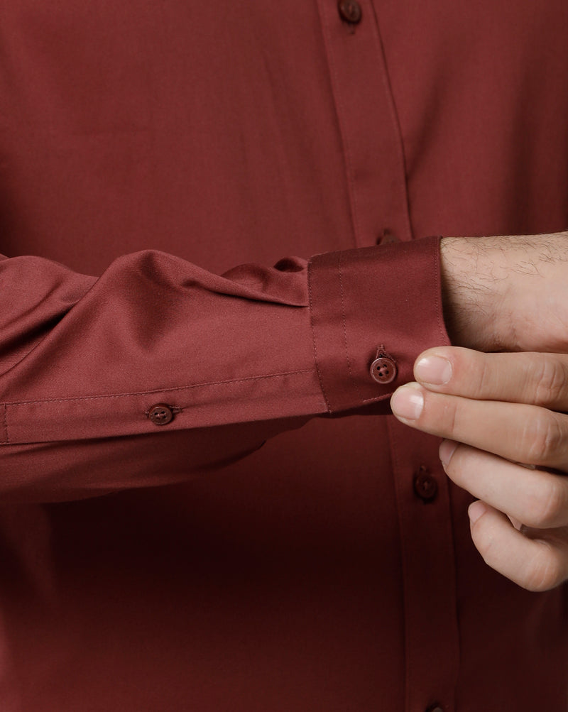 Men's Oxyblood Red Cotton Stretch Shirt