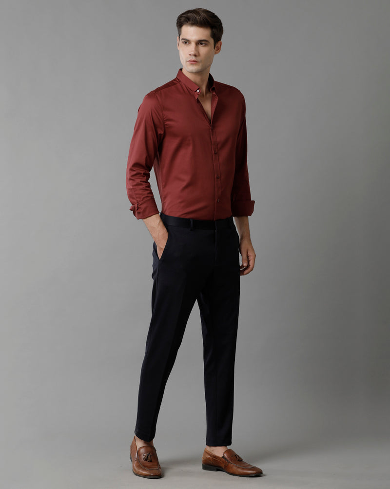 Men's Oxyblood Red Cotton Stretch Shirt