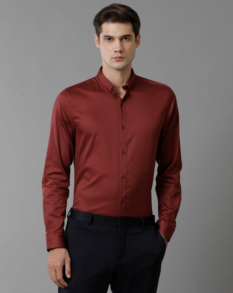 Men's Oxyblood Red Cotton Stretch Shirt