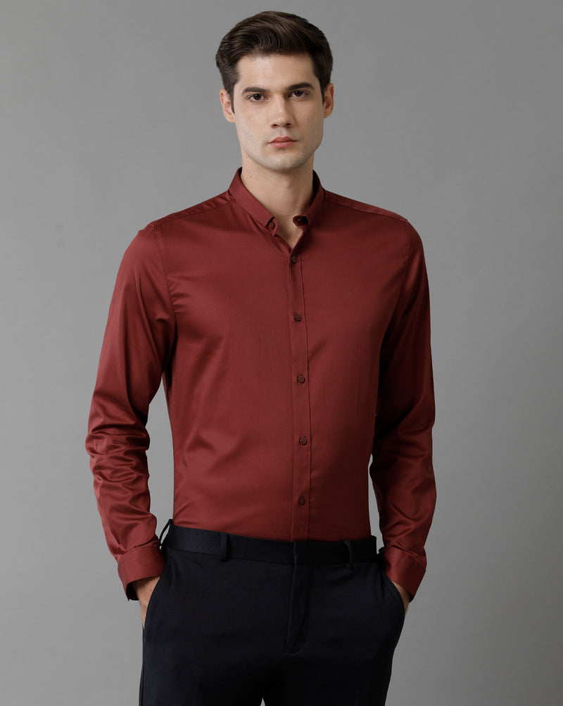 Men's Oxyblood Red Cotton Stretch Shirt
