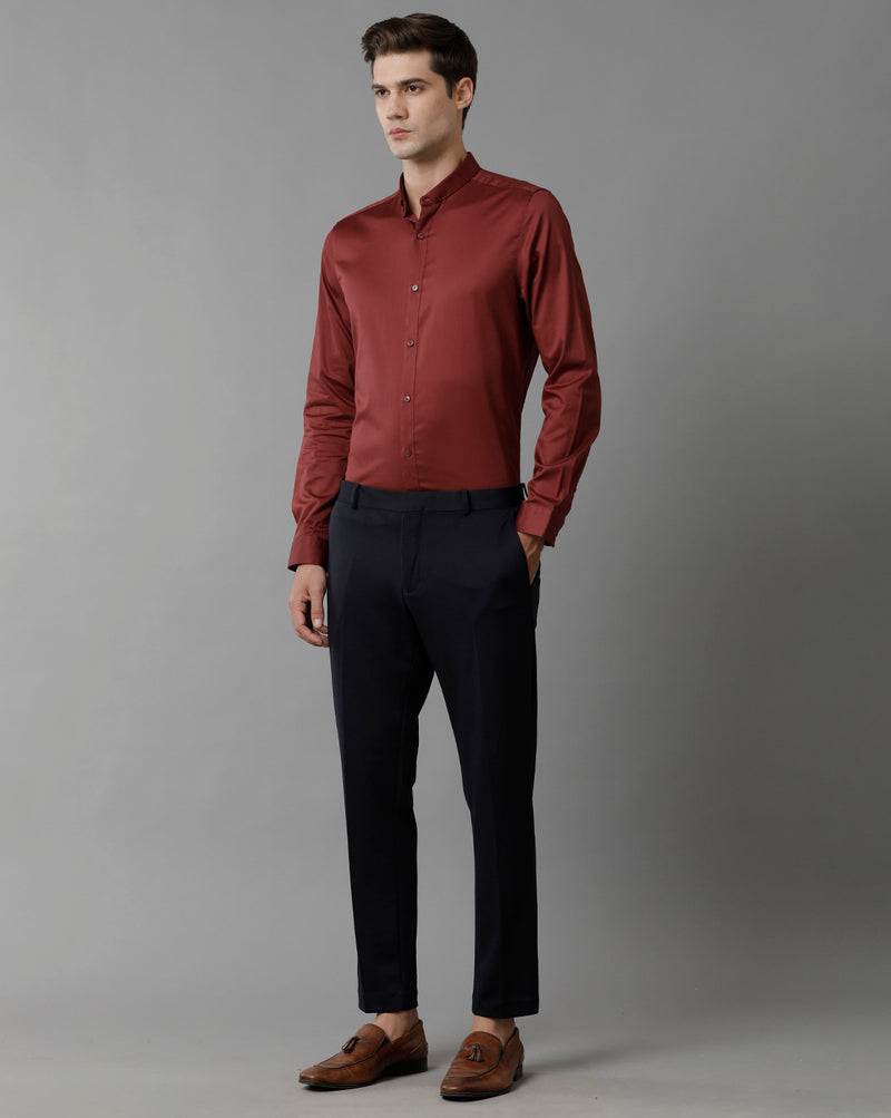 Men's Oxyblood Red Cotton Stretch Shirt