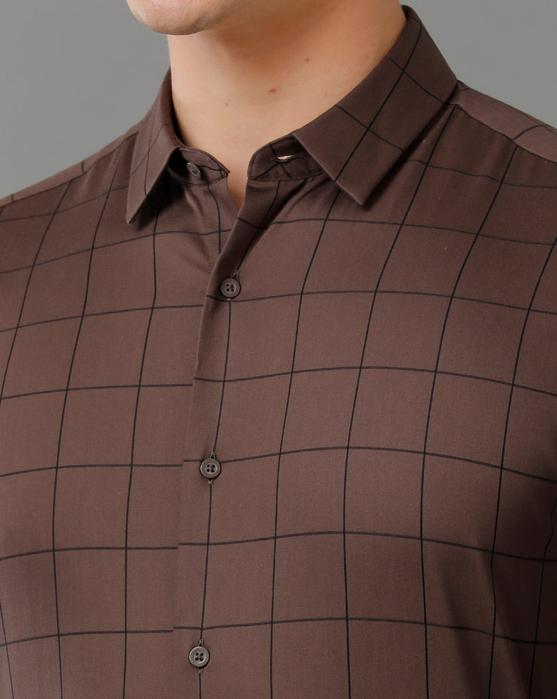 Men's Brown Stripped Shirt