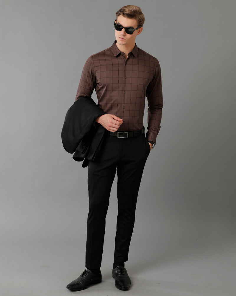 Men's Brown Stripped Shirt