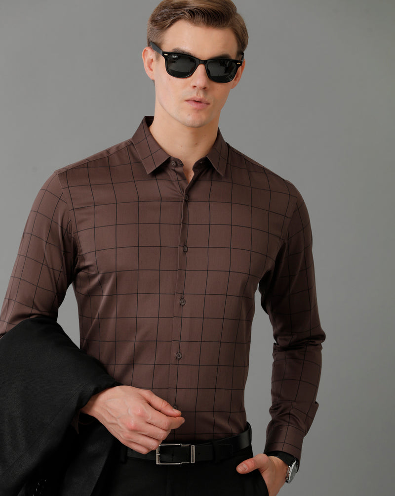Men's Brown Stripped Shirt
