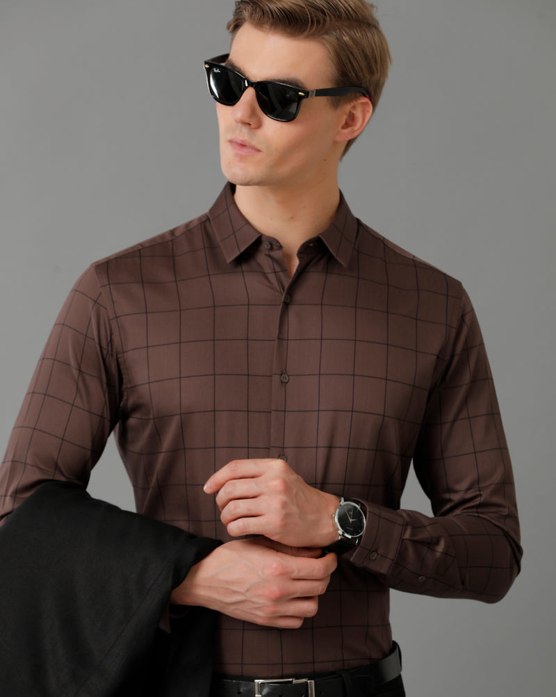 Men's Brown Stripped Shirt