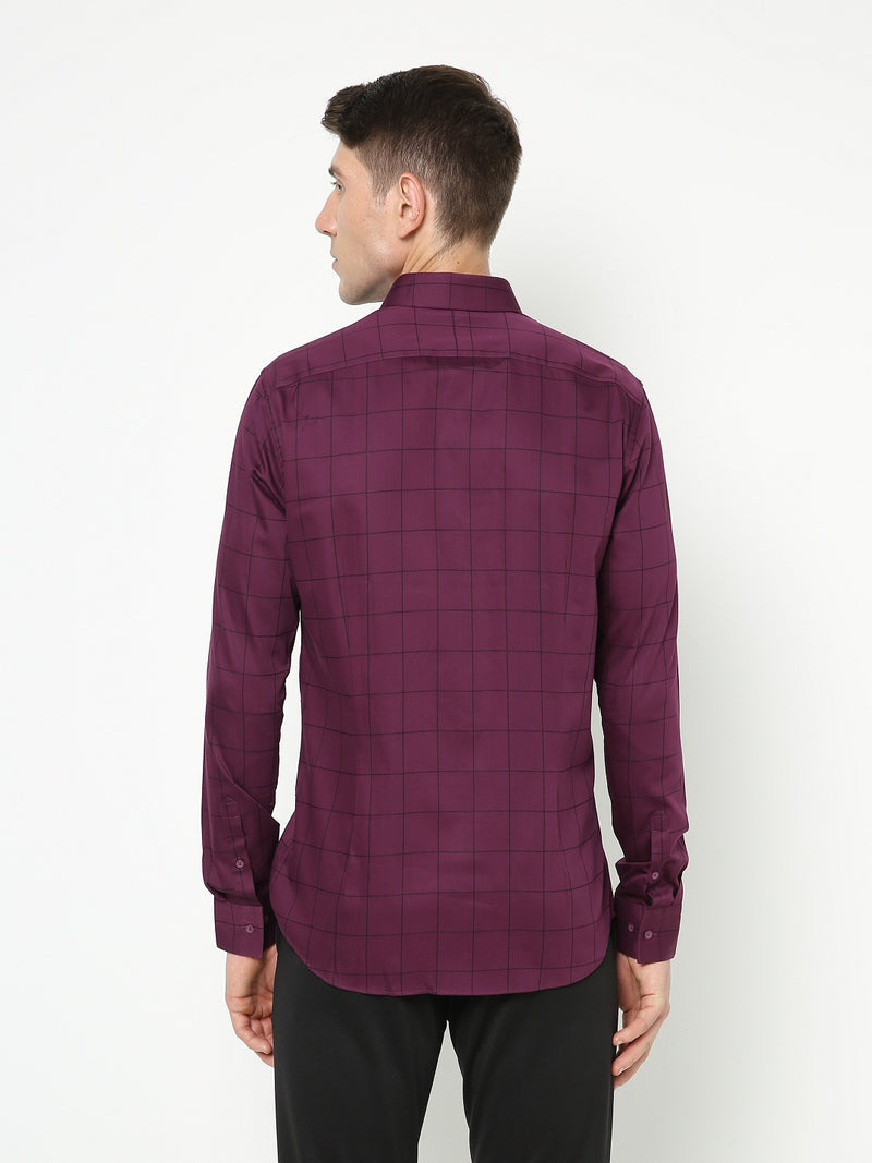 Men's Wine Checks Shirt