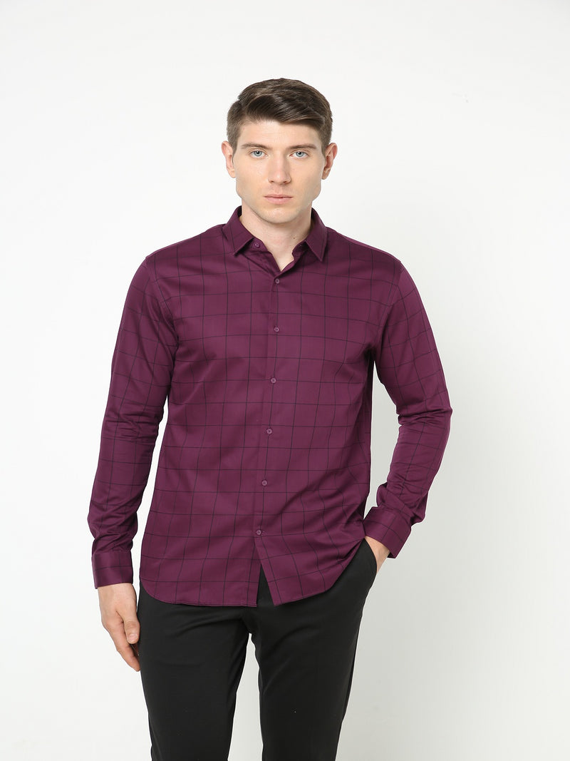 Men's Wine Checks Shirt